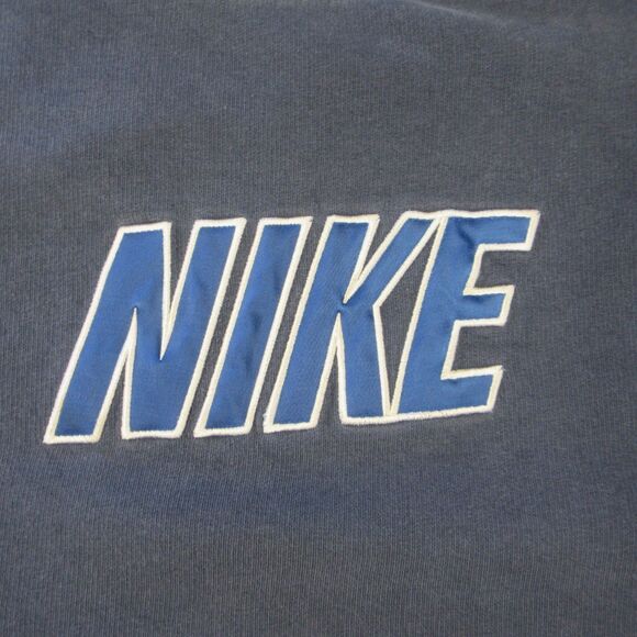 NIKE Navy Blue Spellout VINTAGE Sweatshirt Sz M Grey Silver Tag Crewneck 90s Y2K - Picture 3 of 14